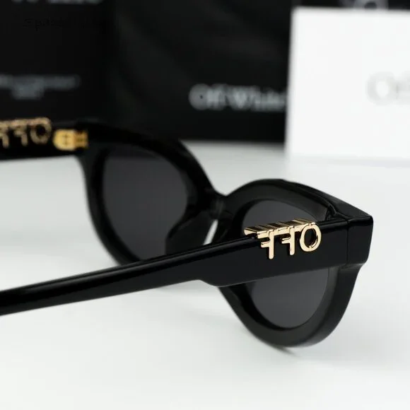 Off-White Men Sunglasses Black Grey Cat Eye OERI13D SPARKS 1007 NEW AUTHENTIC